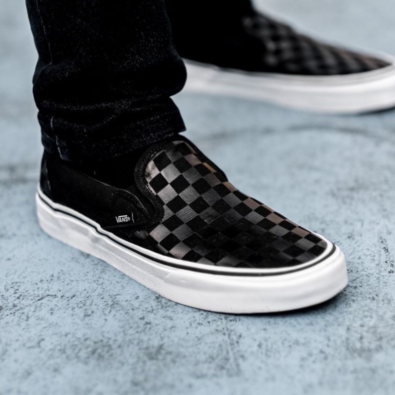 VANS SLIP-ON CHECKERBOARD BLACK BLACK