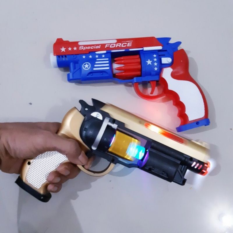 Mainan Tembakan Lampu Suara - Pistol Pistolan Baterai Anak Laki Cowok