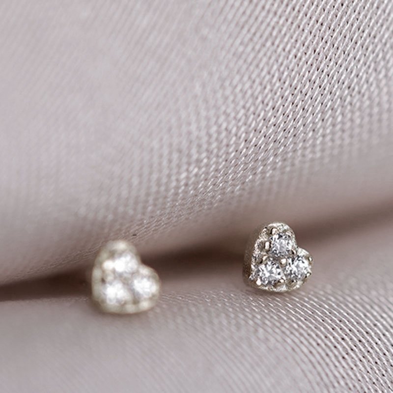 Heart Rhinestone Earrings Womens Ladies Simple Stud Earring Ear Cuff Jewelry Accessories Sweet Heart Jewelry