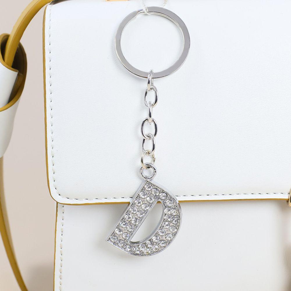 NEEDWAY Needway Huruf Liontin Huruf A-Z Unisex Aksesoris Kristal Berlian Imitasi Gantungan Kunci Initial Capital Key Chain