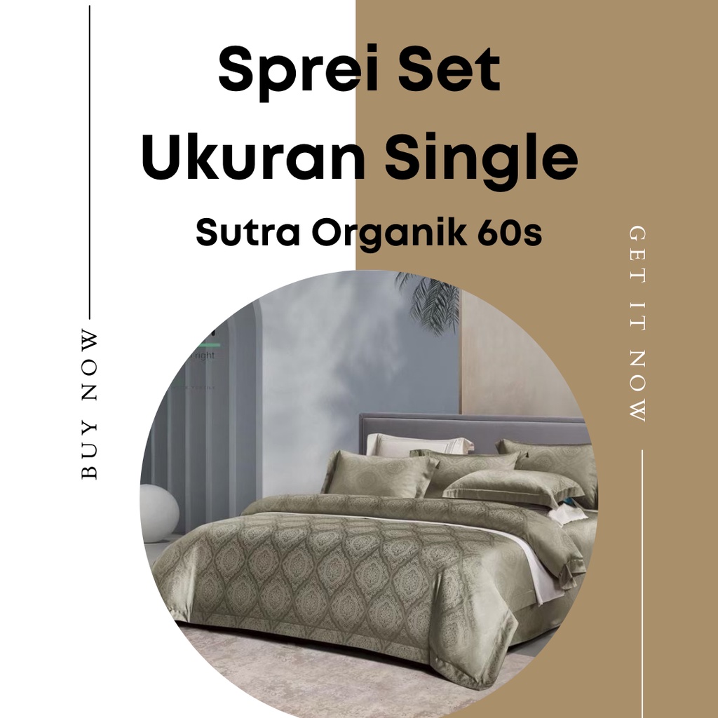 Sprei Sutra Salur Organik Motif / Polos / Salur Ukuran Single 100x200 120x200 Grade A