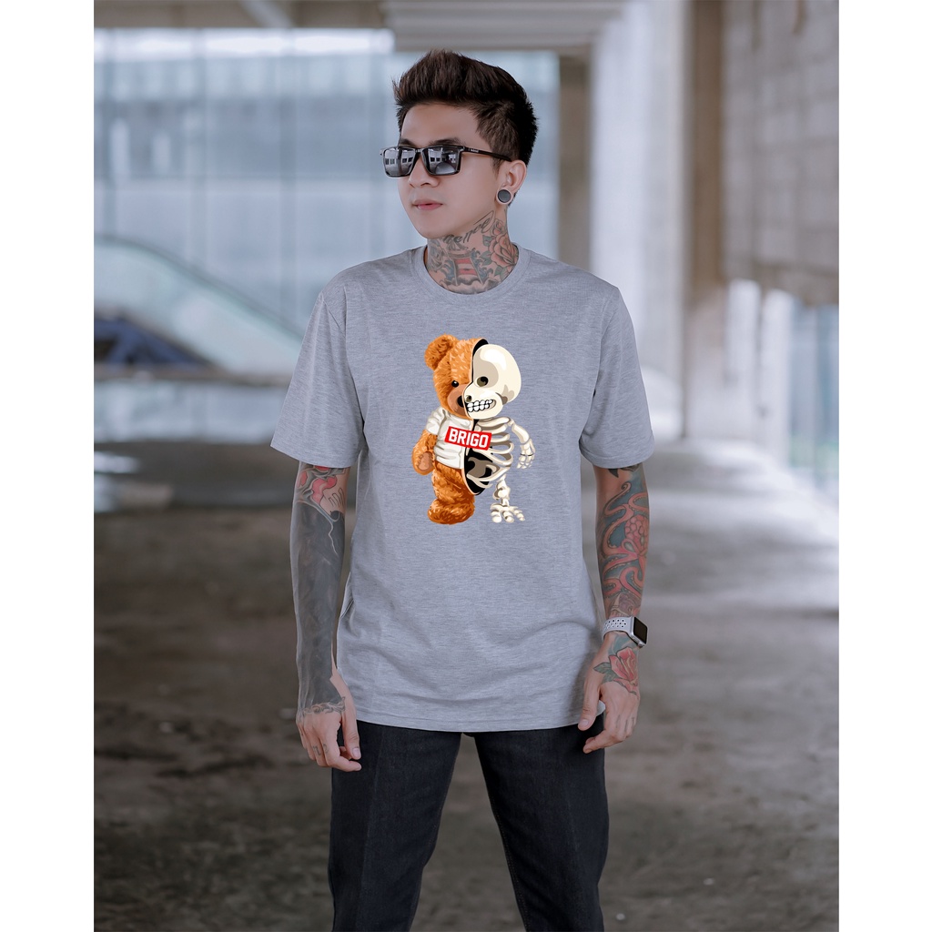 Kaos Distro BRIGO Beruang Two Face || BRIGO Kaos Lengan Pendek Bear Two Face || Kaos Katun Combed M-XL ( Pria &amp; Wanita )