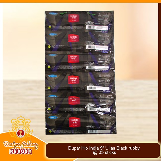 Dupa/ Hio India 9&quot; Ullas Black rubby @ 35 sticks (1 Renceng 6pcs)