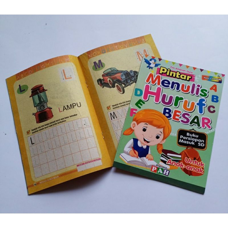 Buku Aktivitas Anak - Buku Persiapan Masuk SD Full Colour Penerbit PAH-Huruf Besar
