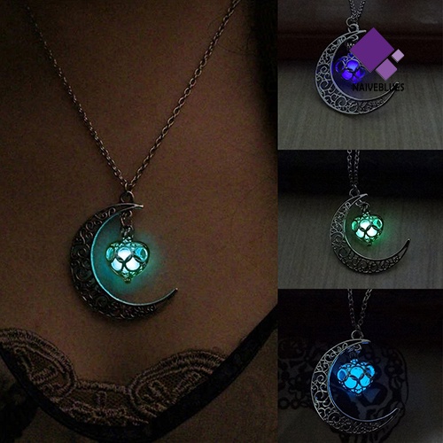 Kalung Rantai Dengan Liontin Bulan Sabit Warna Turquoise Untuk Hadiah Halloween