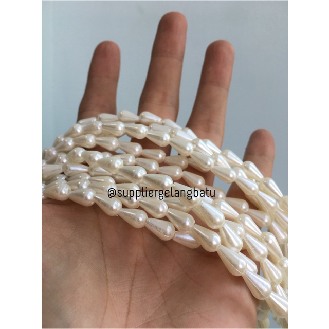 bahan Mutiara Sintetis TETES 8MM WHITE PEARL TULANG manik aksesoris