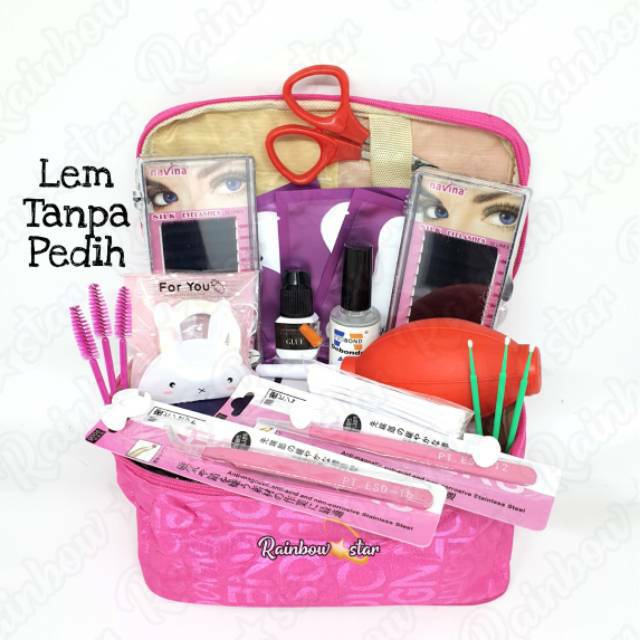 Paket Eyelash Extension / Paket Ekstensi Lem Tanpa Pedih Tas Abjad / Motif