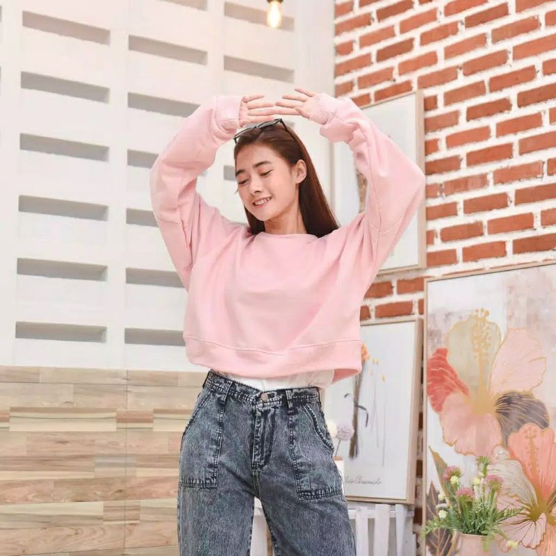 OVERSIZE CROOPE SWEATER / SWEATER WANITA CROP POLOS / OVERSIZE LENKA-SALEM