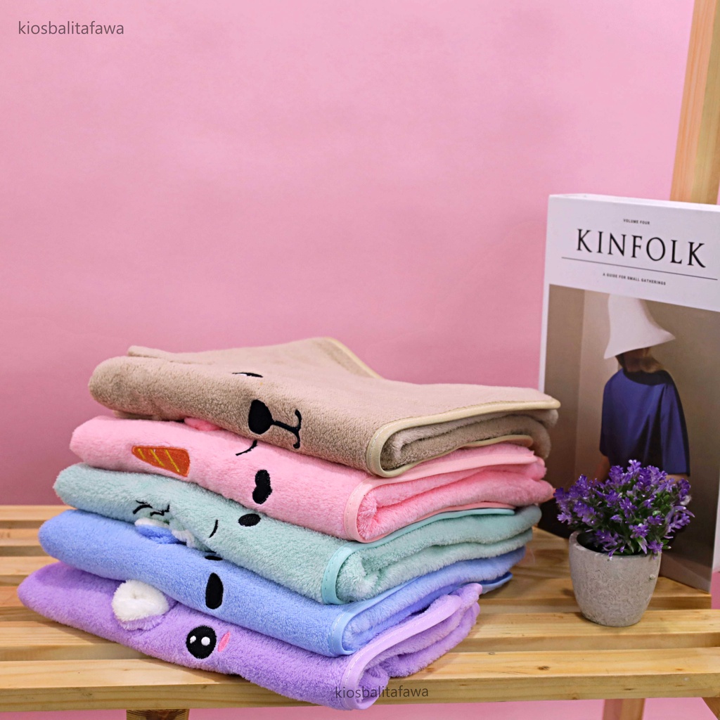 Handuk Anak Karakter / Motif Telinga Timbul Perlengkapan Mandi Bayi Balita Anak Perempuan Laki Laki Murah Kado Towel Bahan Lembut SNI Microfiber Branded