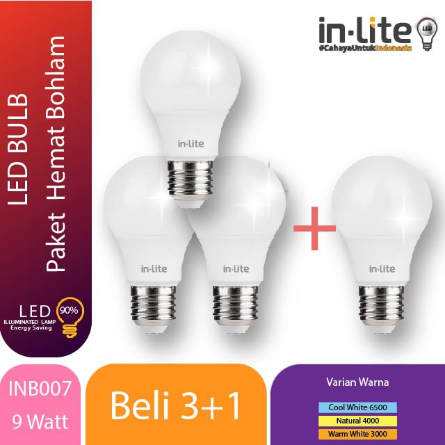 in-Lite LED Paket Lampu Bohlam 9 Watt - 4 Pcs | Shopee Indonesia