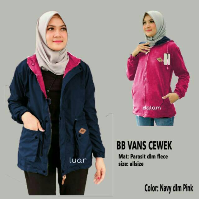 Jaket parka / jaket bolak balik / jaket wanita / sweater wanita / jaket vans BB