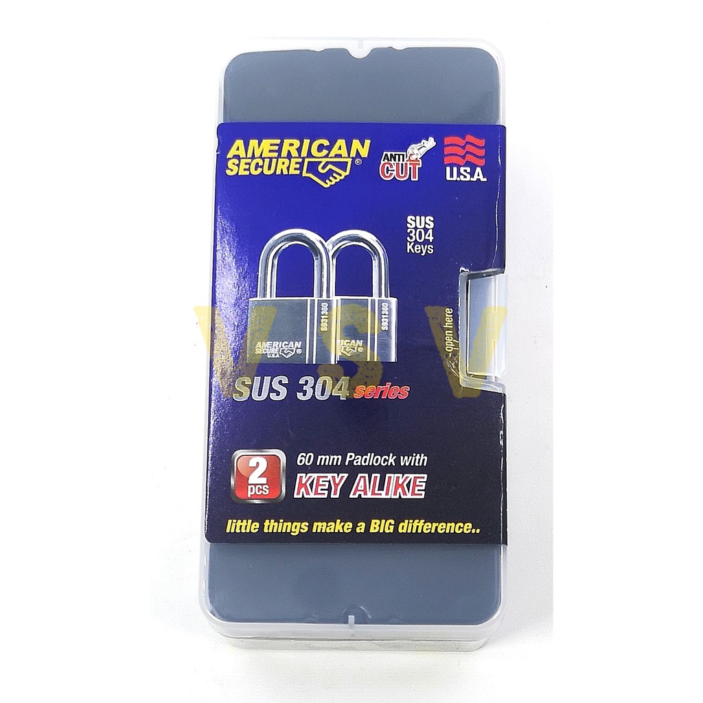 American Secure Gembok master key 60mm isi 2 / gembok rumah / gembok gudang