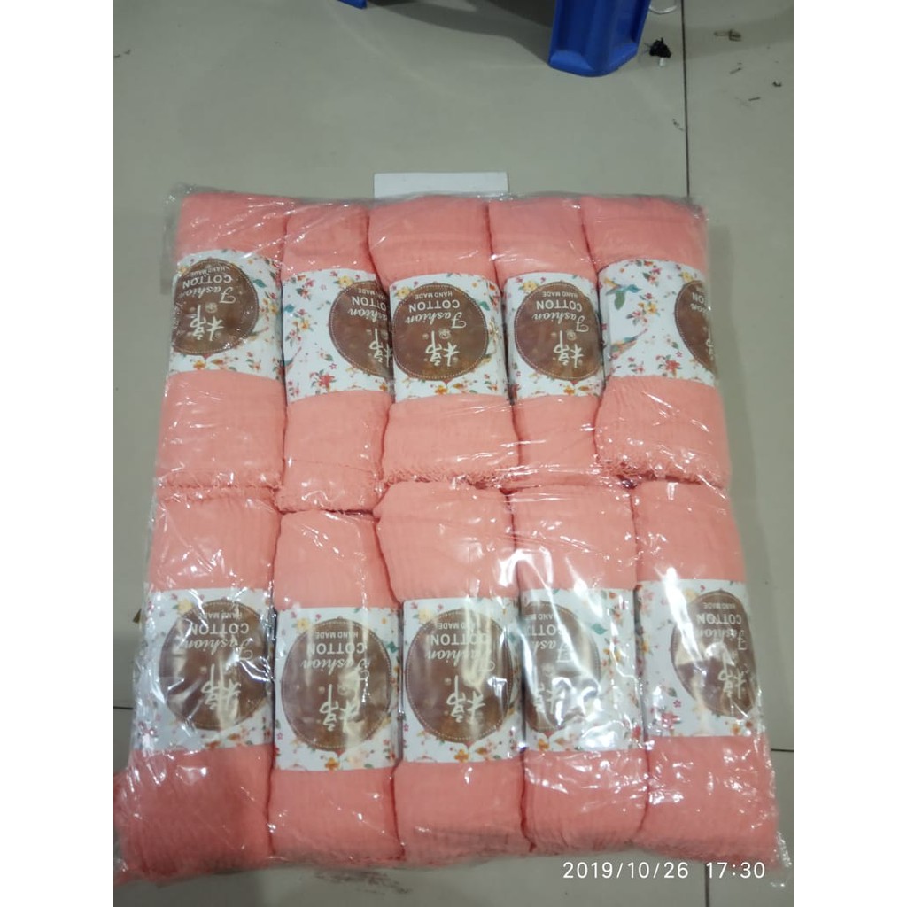 (COD) Hijab Pashmina Jilbab Bahan Katun  Arabian Shawl Cotton Import Quality Wide-C12 PEACH