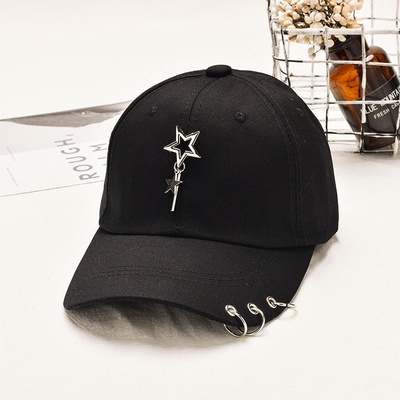 Topi Baseball Bahan Katun Aksen Bintang Gaya Korea Untuk Unisex