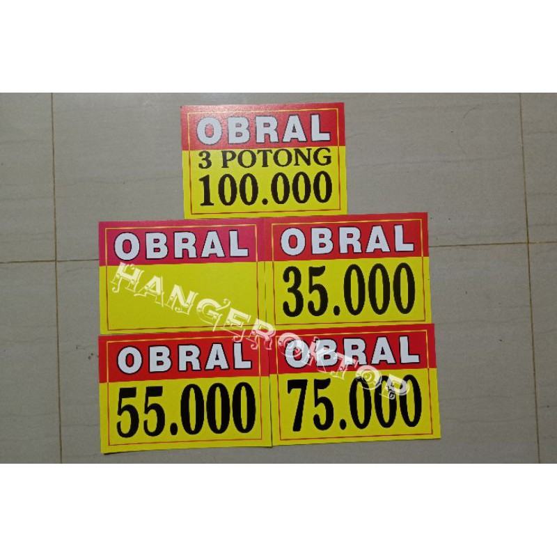 kertas harga obral / kertas tulisan harga bandrol