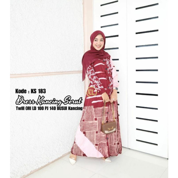 motif baru gamis twill batik elzhaf ks 183