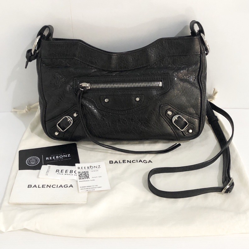 Authentic preloved balenciaga hip messenger black classic mini city edge crossbody sling tas bag lv
