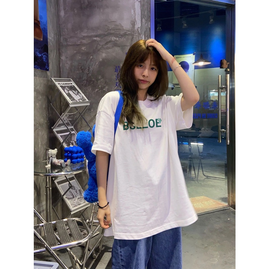 EUNII T-shirt Lengan Pendek Segar Pencetakan Korean Style/Kaos Atasan Wanita/Baju Kaus Oversize Wanita