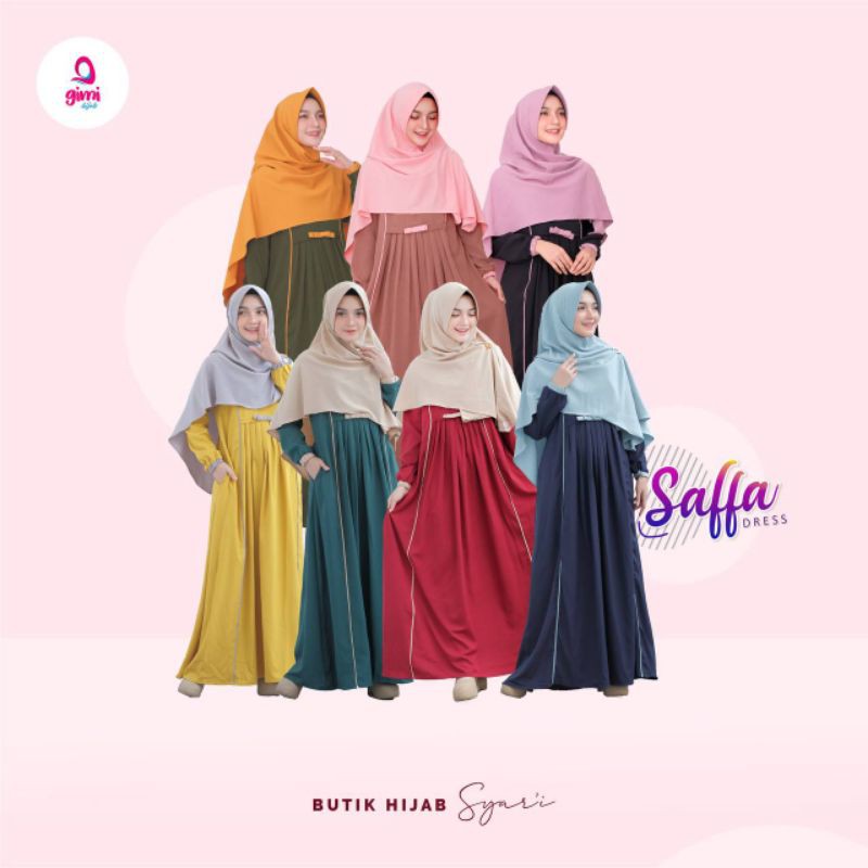 Saffa Dress - bahan Arabella crepe - adem jatuh ringan - gamis busui - Gimi Hijab
