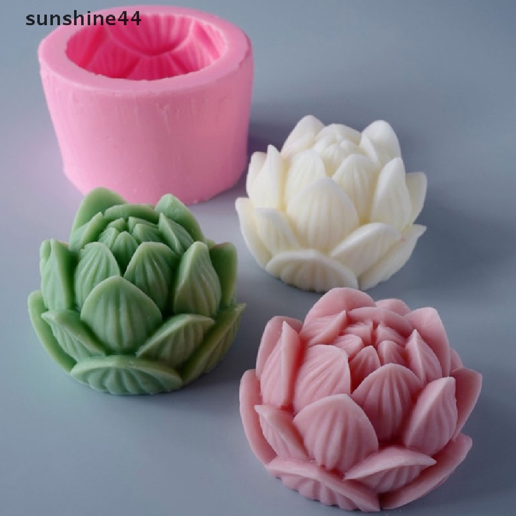 Sunshine Cetakan Sabun DIY Bentuk Bunga Teratai 3D Bahan Silikon