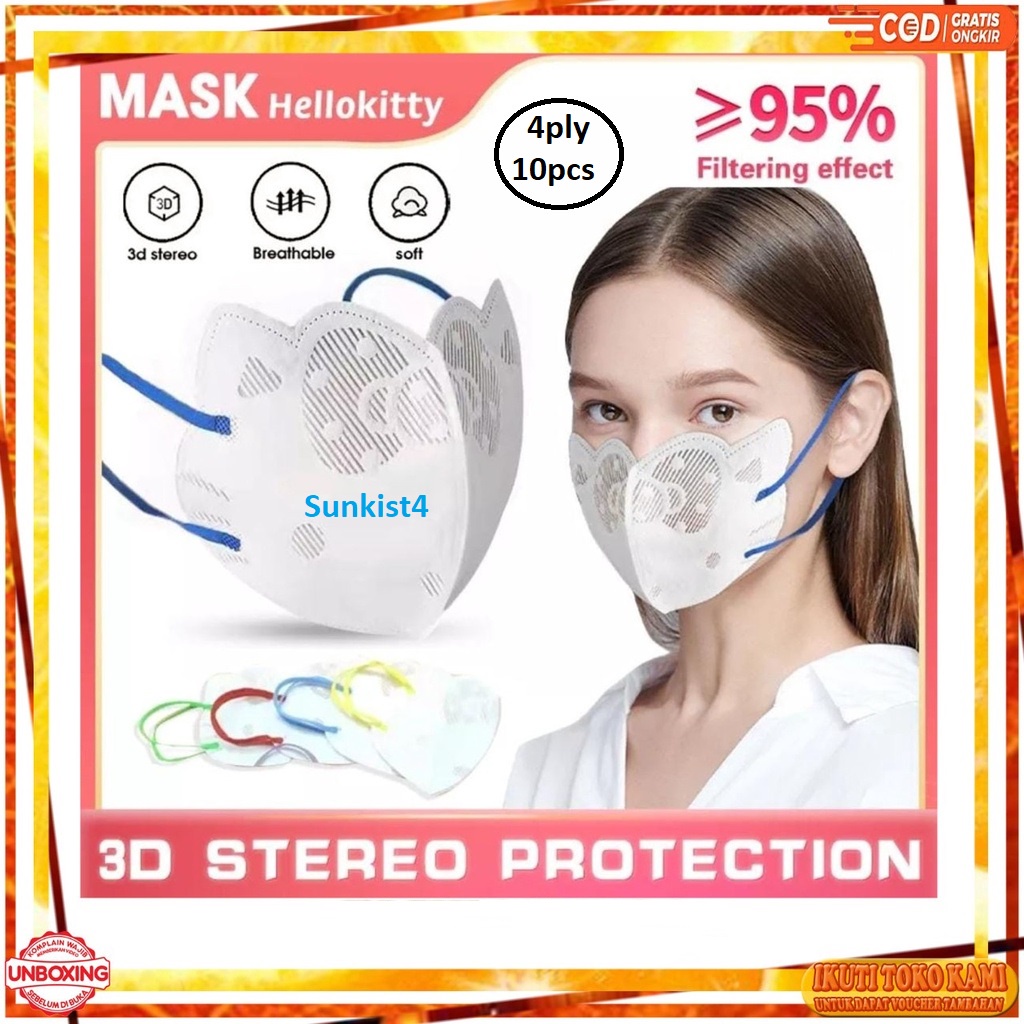 Masker Duckbill Hellokitty 4ply I-Care 10pcs
