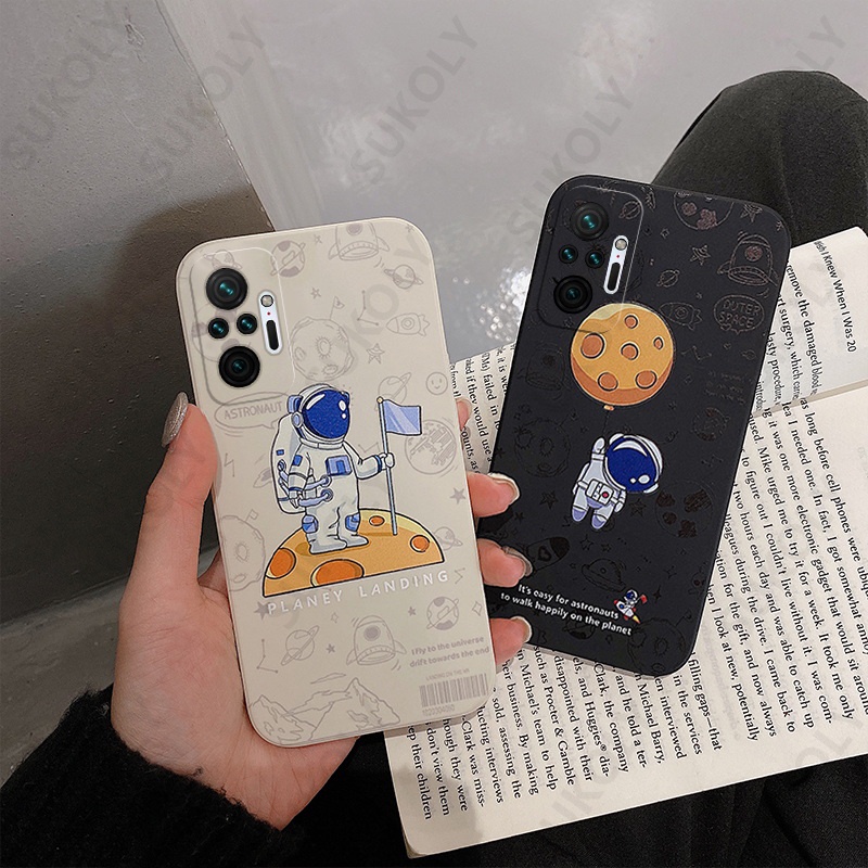 XIAOMI Case Bentuk Kotak Desain Balon Astronot NFC X3 Pro Poco M3 M2 Redmi Note 7 Pro Note 8 Pro Note 9 Pro Note 10 Pro Note 11 Pro Redmi 8 9 10 9A 9T 9T