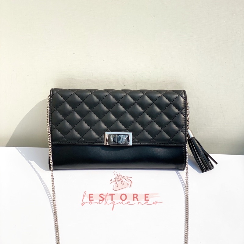 New Cnk Quilted Tassel Clutch