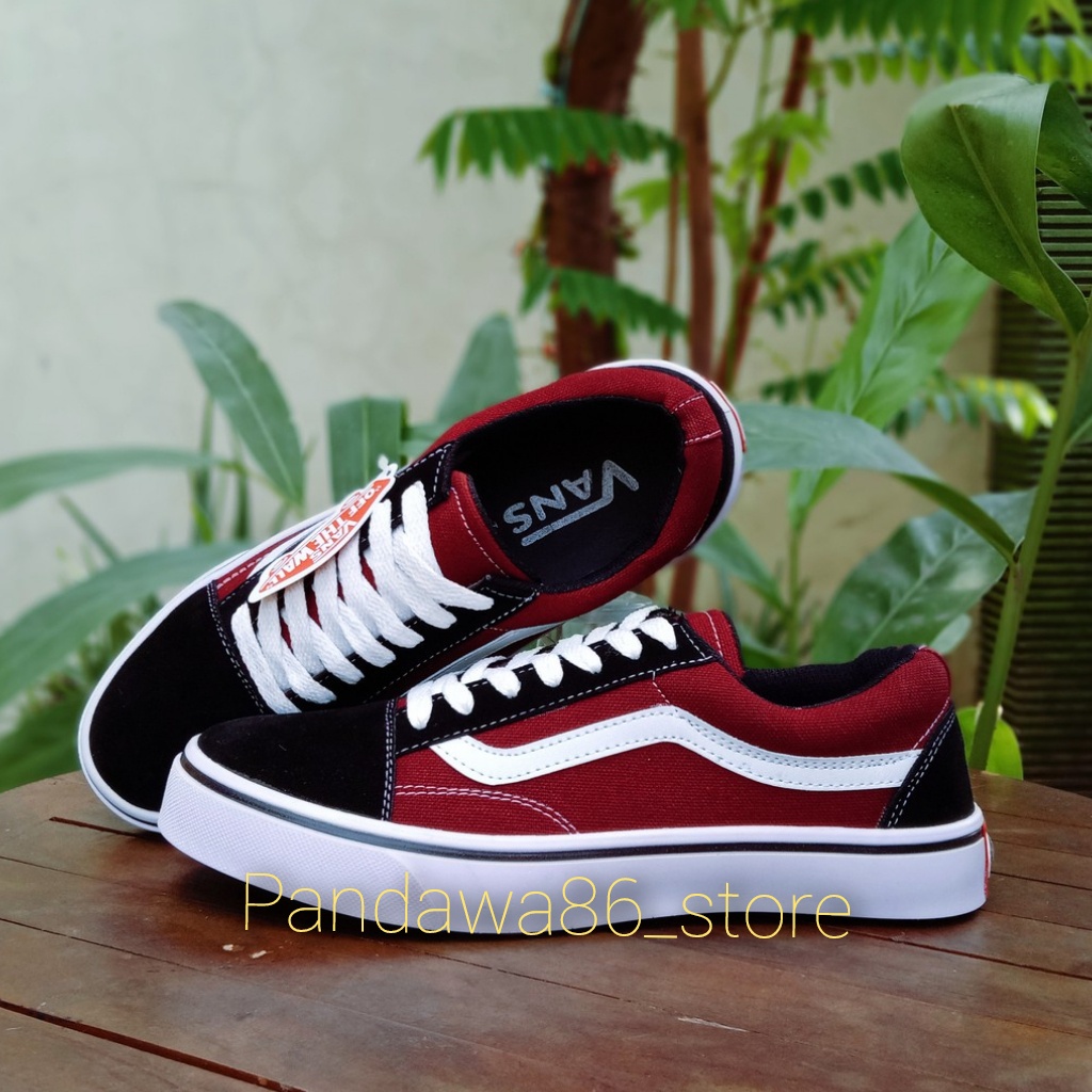 COD Sepatu Vanss/Oldscol Maroon Size 36-44 Sneakers Pria Wanita Kasual Terlaris