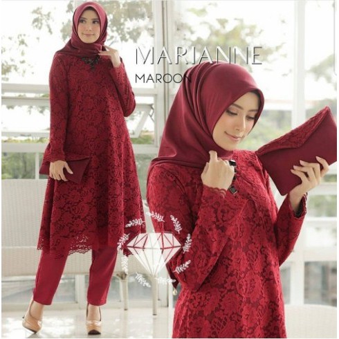 Baju Setelan Wanita Dewasa set 2in1Kekinian Terbaru 2022 Set Tunik Dreamer Bhn Brukat Setelan Muslim