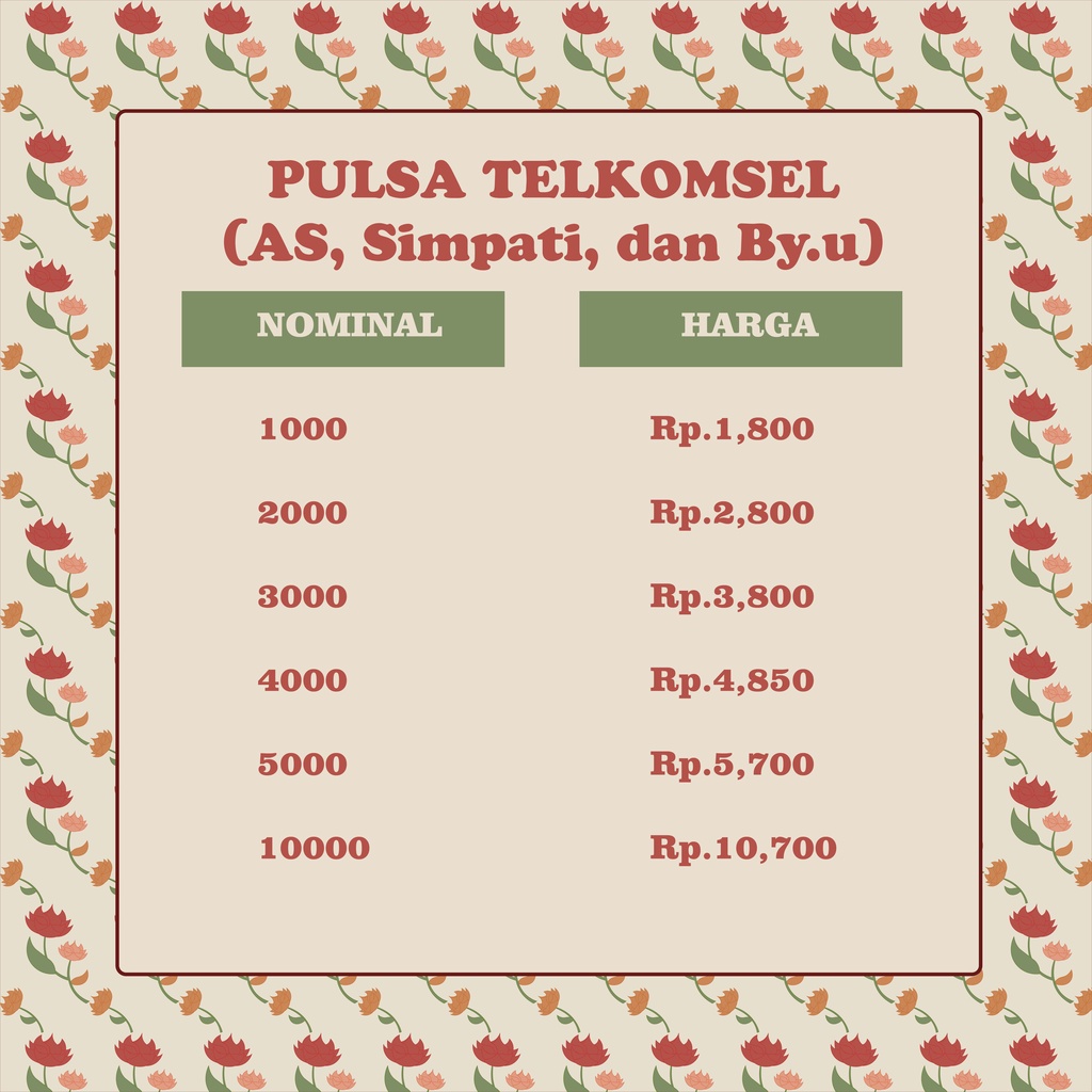 pulsa telkomsel As By.u 1000 2000 3000 4000 5000
