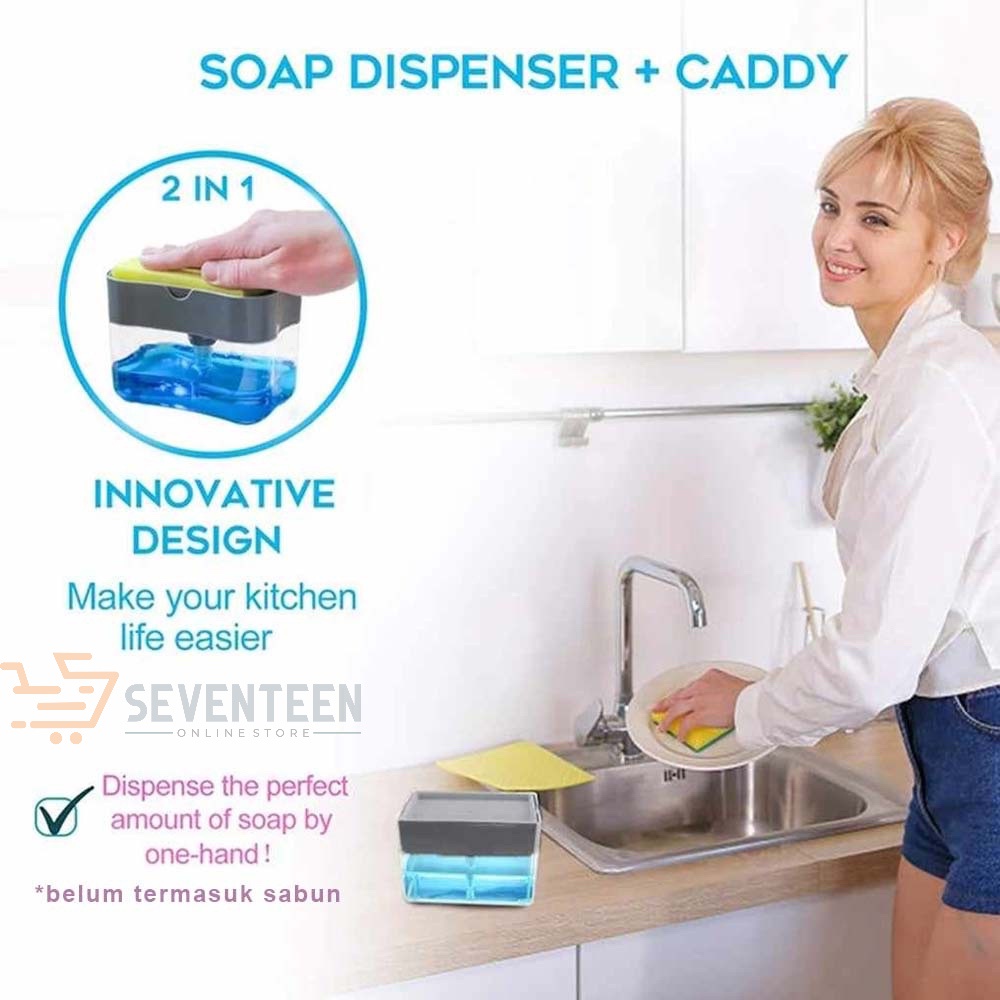 SEVENTEEN DISPENSER SABUN CUCI PIRING PUMP WADAH SABUN CUCI PIRING SOAP PUMP SPONGE CADDY MURAH