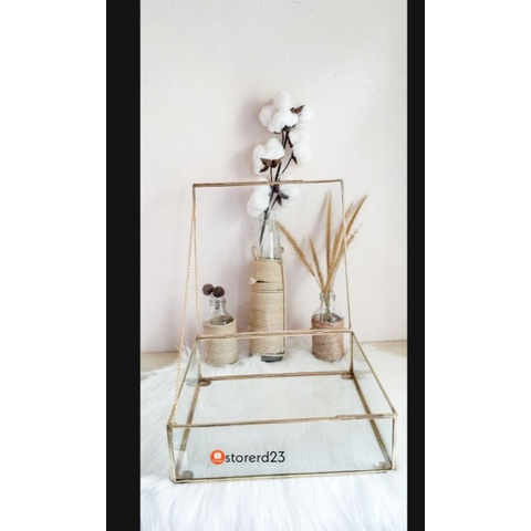 frame mahar kotak /boks hantaran bahan Kuningan dan kaca