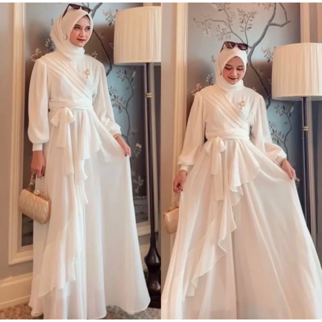 AZHRIFA FASHION-Meyhira Dress terbaru ceruty babydoll wanita muslimah mewah realpict trendy viral 2021