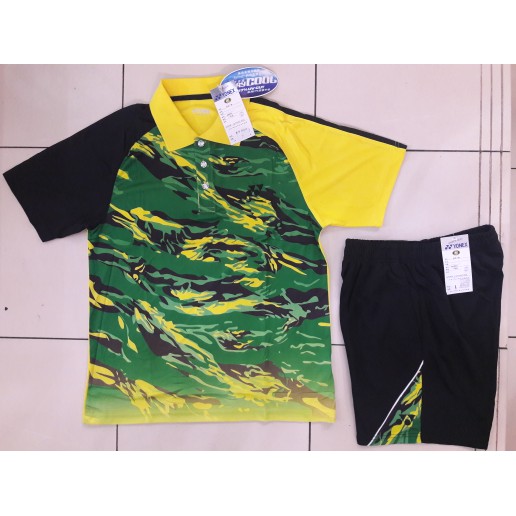 baju badminton import kerah plus celana badminton import yonex army