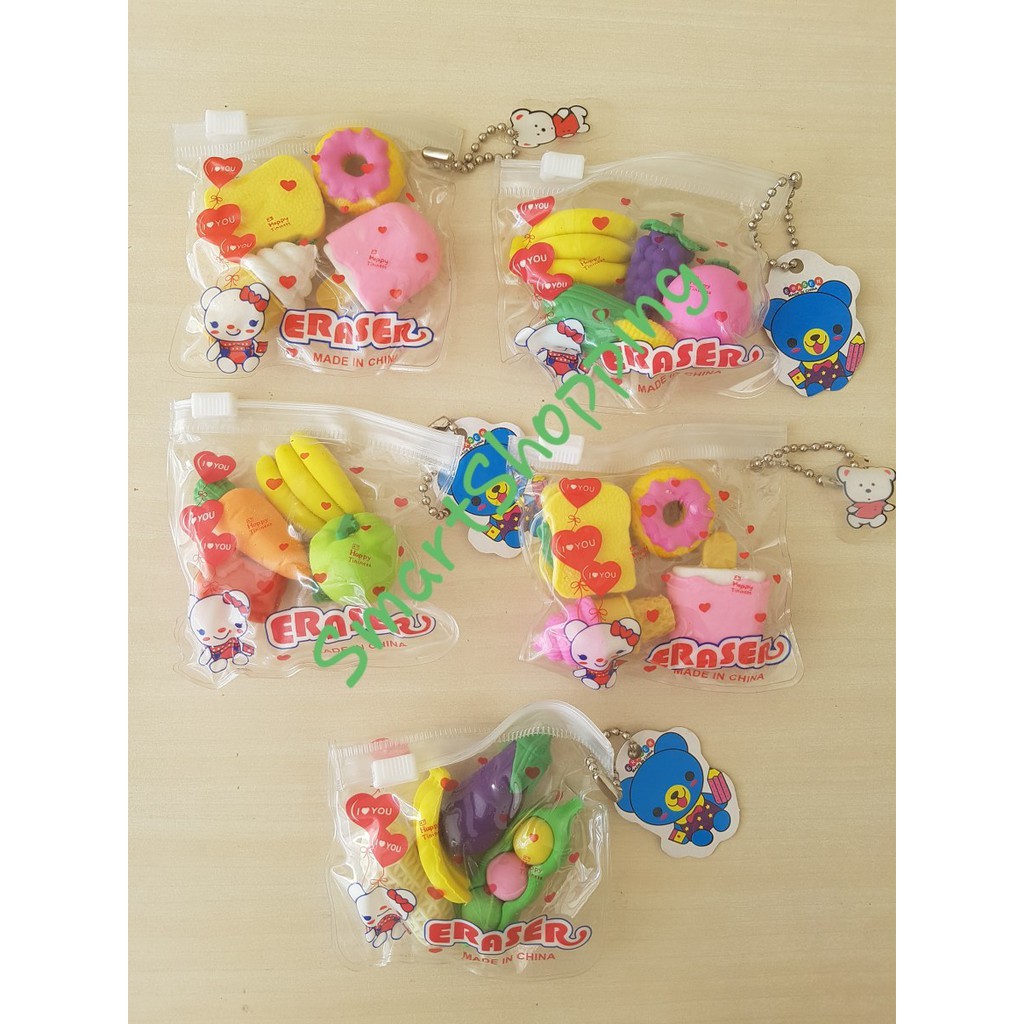 

Penghapus 3D Model Makanan Bongkar Pasang Perbungkus isi 4 Pcs