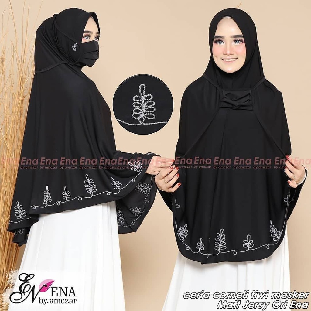 Jilbab Hijab Kerudung instan Jumbo Ena korneli Tiwi Masker