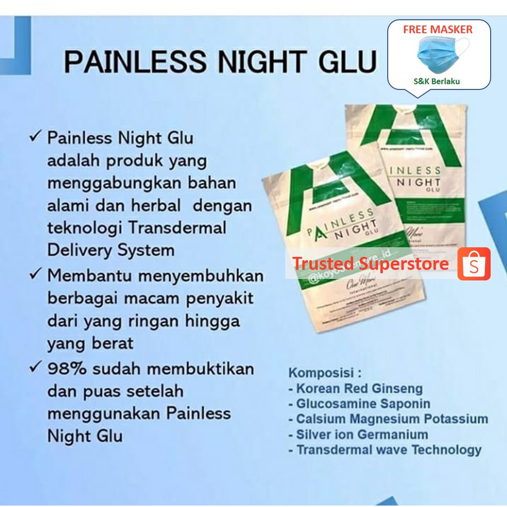 PAINLESS NIGHT GLU 1 PACK ISI 25 LEMBAR One More International Koyo Turki Gratis Ongkir