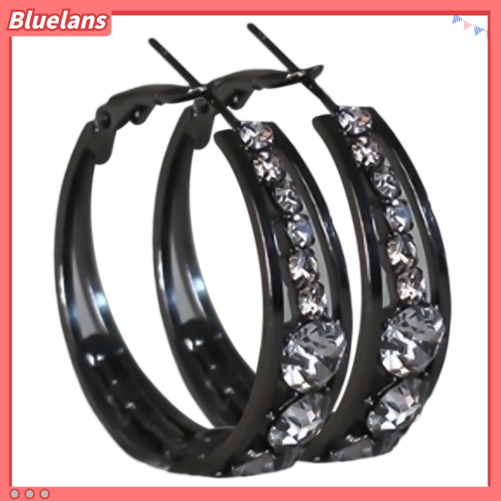 Anting Hoop Bahan Alloy Aksen Berlian Imitasi Untuk Pernikahan