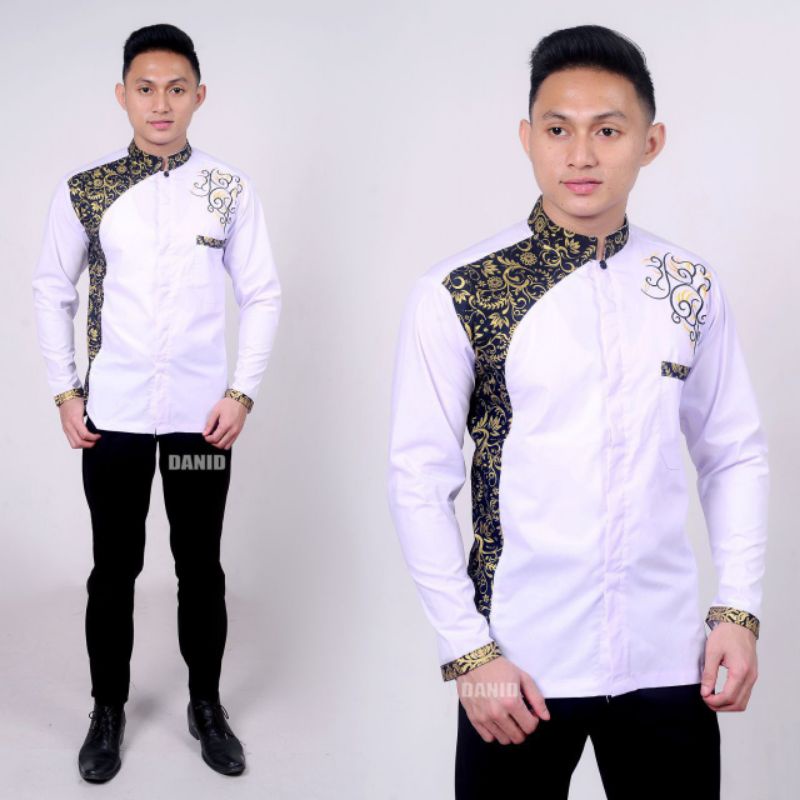 BAJU KOKO MUSLIM PRIA DEWASA LENGAN PANJANG KEMKO KURTA PUTIH HADROH TAKWA