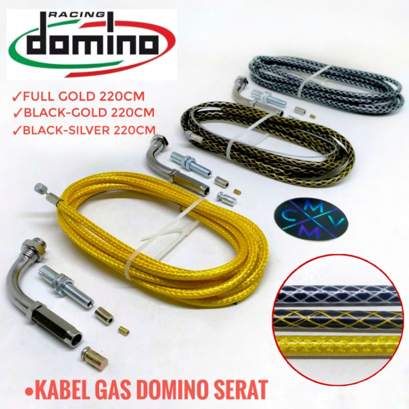 [READY STOCK] KABEL GAS MOTOR DOMINO THAILAND SERAT 220cm L UNIVERSAL / tali selang gas spontan kontan motor serat domino 2 kabel