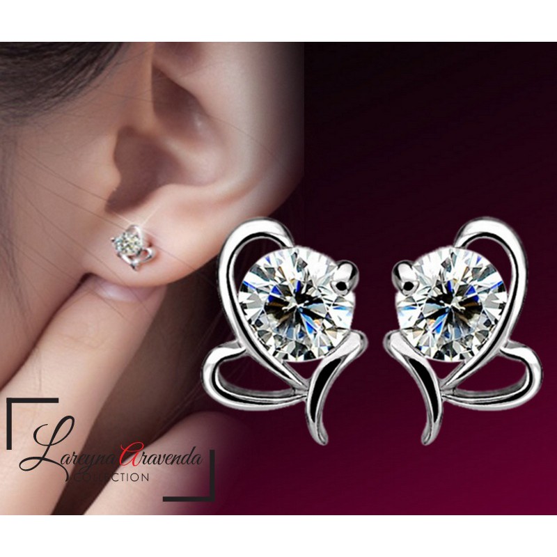 Anting Wanita Silver S925 Motif Butterfly Kristal Crystal Swarovski AT057