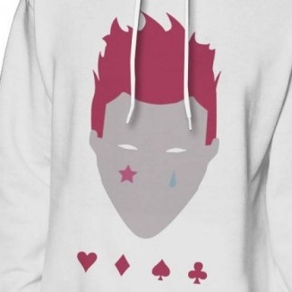 Sweater Anime HXH Hoodie HISOKA FACE Jumper Pria Wanita Bahan Fleece Ukuran S M L XL XXL XXXL