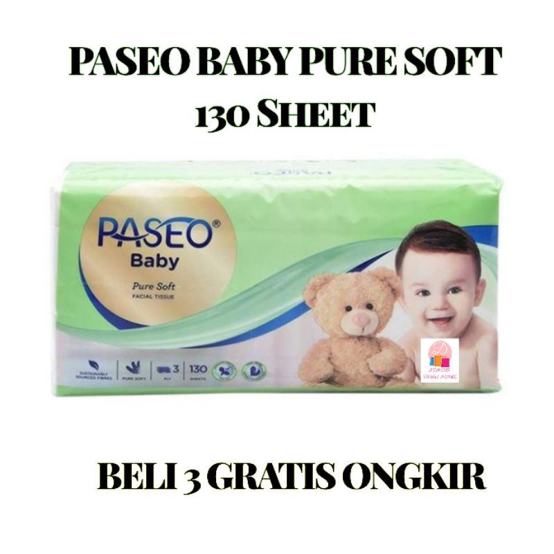 TISSUE paseo baby pure soft 130 - 3ply / facial tissue bayi pure soft