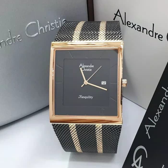 JAM TANGAN PRIA ALEXANDRE CHRISTIE AC 8333 BLACK ROSEGOLD ORIGINAL