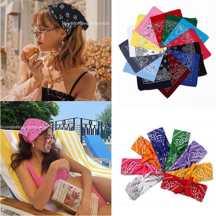 Korea Hip Hop Bandana Slayer Scarf / Impor Gaya Cetak Twill Hairband/Aksesoris Rambut Wanita Berwarna Ikat kepala warna-warni yang simpel dan modis
