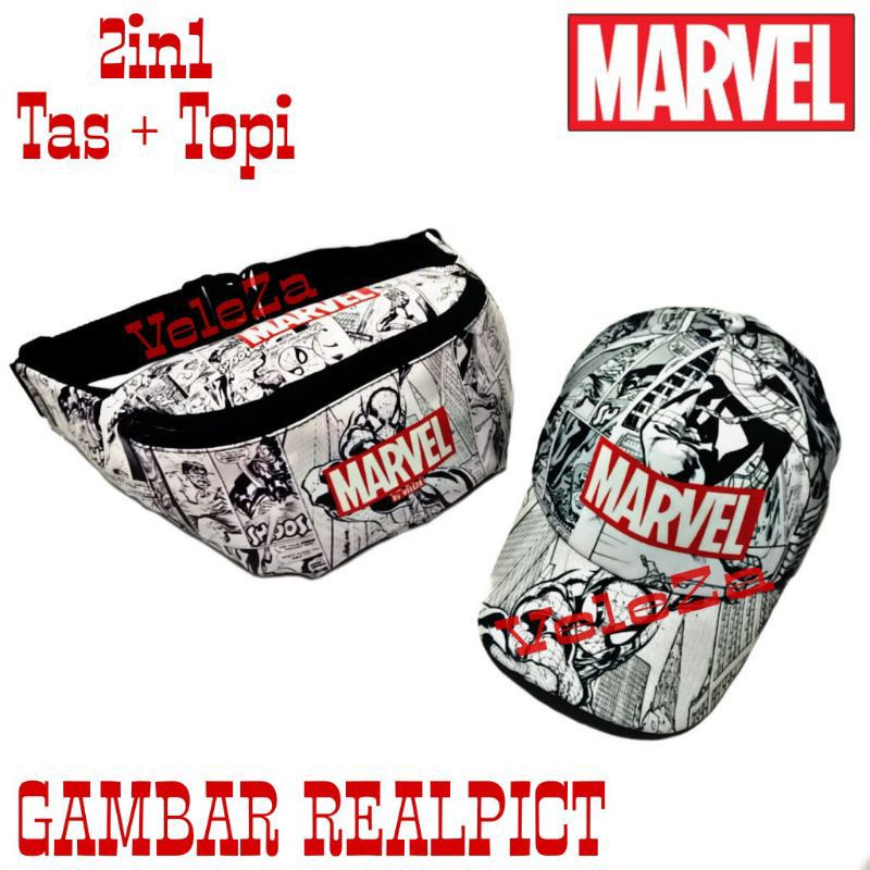 Waistbag anak laki-laki karakter Marvel 2in1 - tas + topi