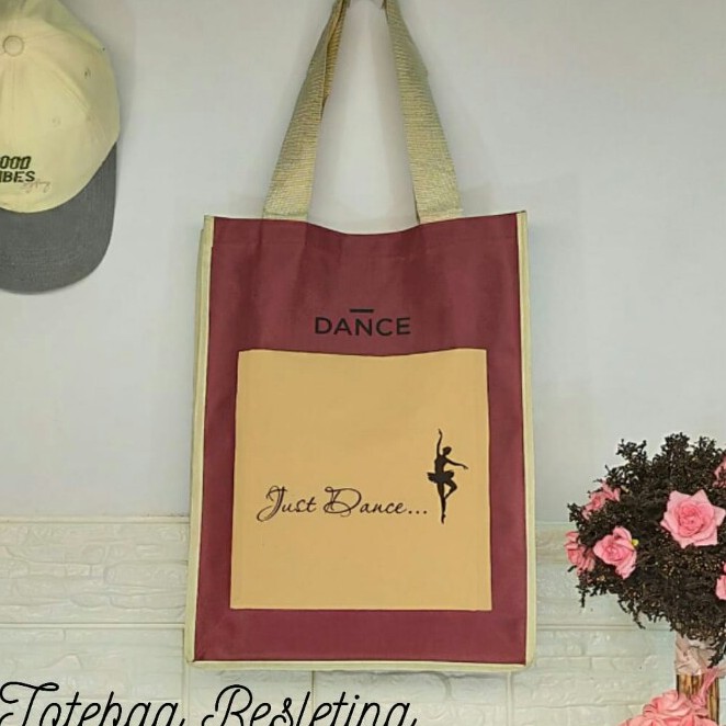 TOTE BAG WANITA TOTEBAG RESLETING KANVAS BISA CUSTOM POLOS dan SABLON TT 009