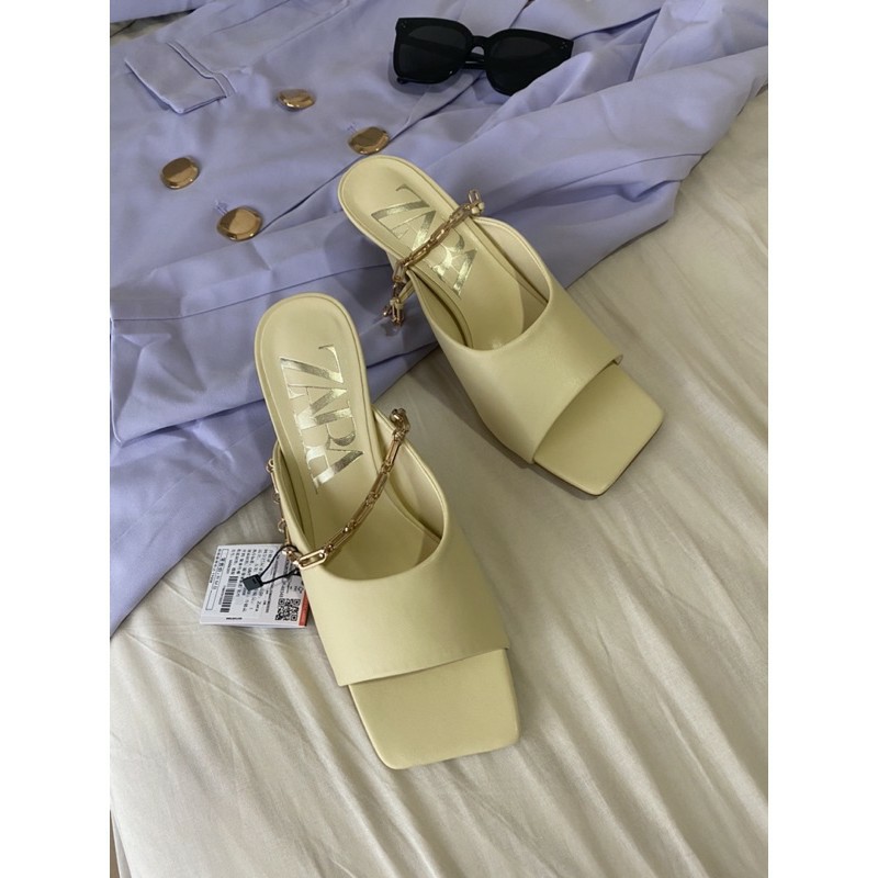 ZR 331 LEATHER HEELED MULES WITH CHAIN | ZS331