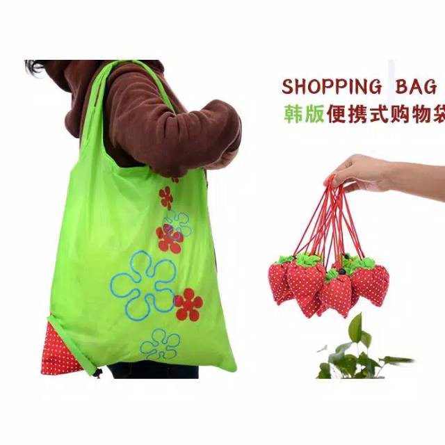 Tas Belanja Lipat Strawberry Tas Belanja L Pengganti Tas Kresek