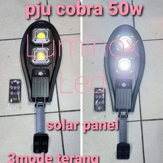 pju cobra led solar panel 50 watt 50w jalan led tenaga surya 50watt --Terbaru--